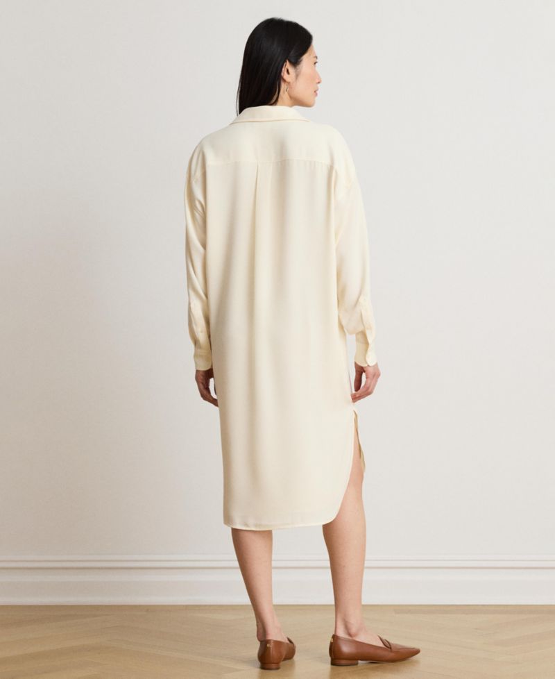 Women's Double Faced Georgette Midi Shirt-Dress