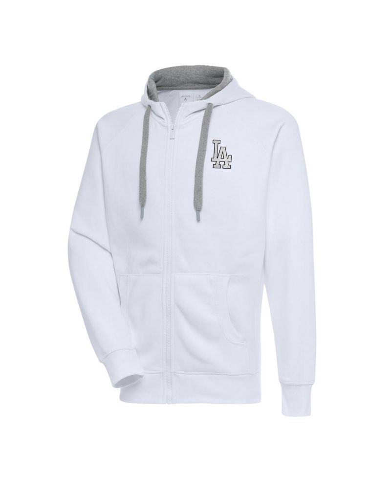 Men's White Los Angeles Dodgers Metallic Victory Full-Zip Hoodie