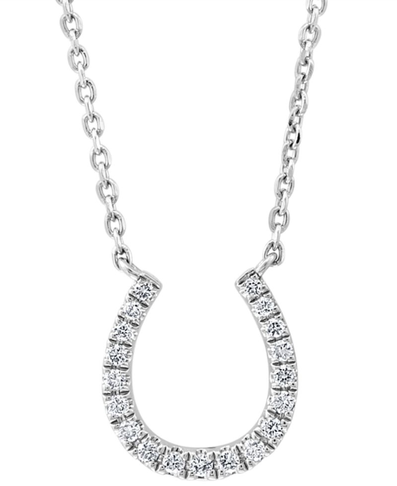 EFFY® Diamond Horseshoe 18" Pendant Necklace (1/6 ct. t.w.) in Sterling Silver