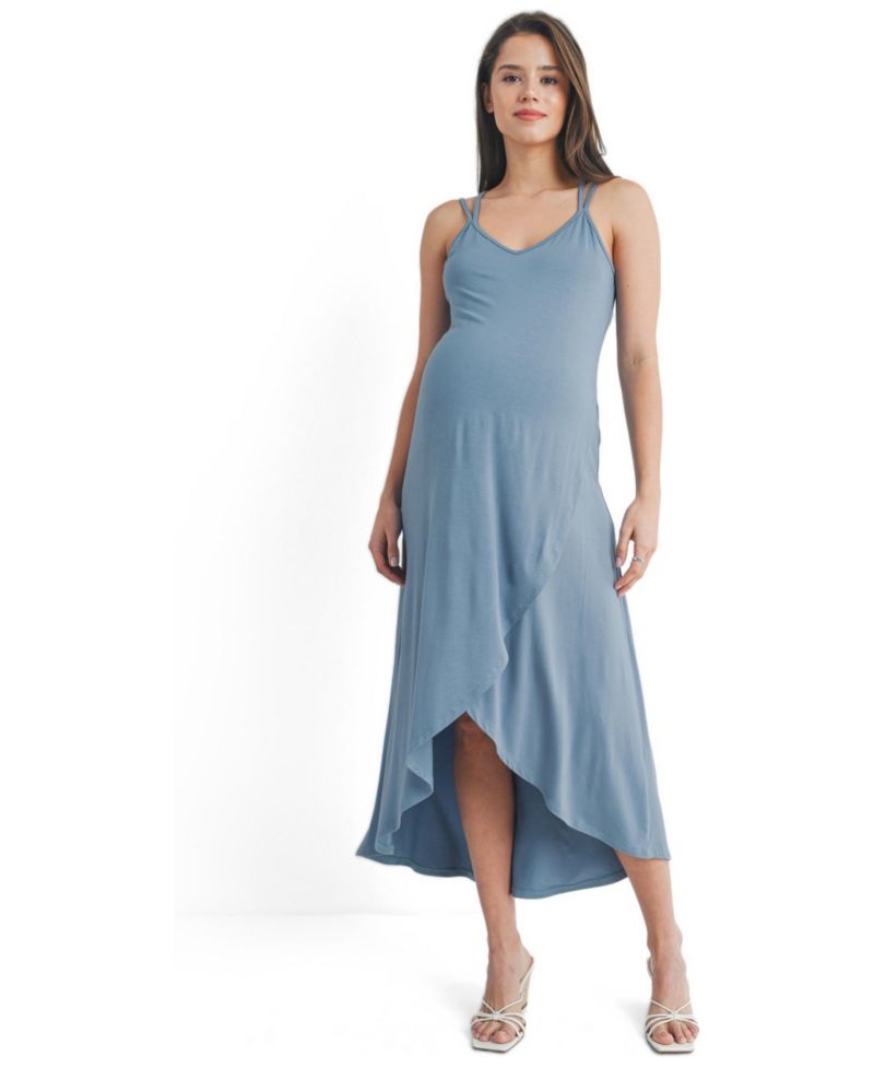Women's Sleeveless High-Low Midi Dress with Crisscross Back