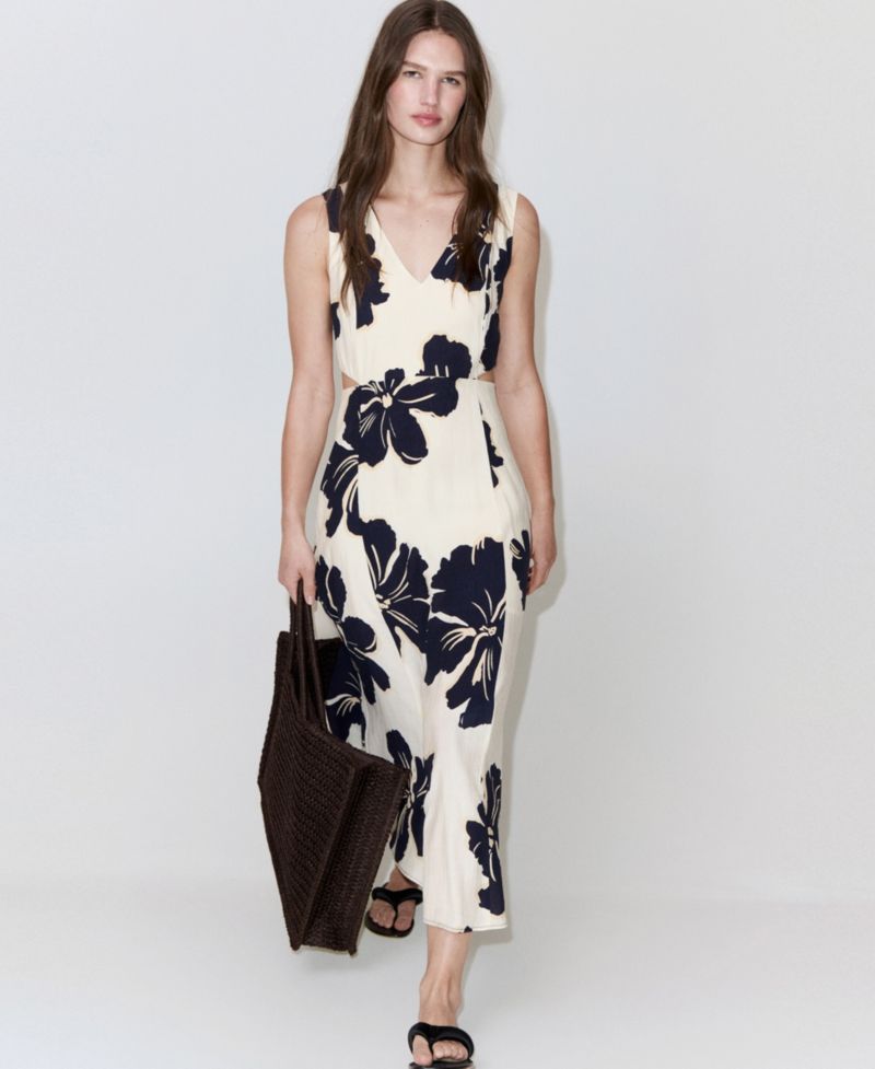 Women's Cutouts Floral-Printed Dress