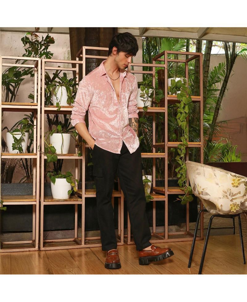 Men's Solid Velvet Shirt