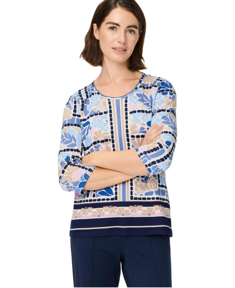 Women's Floral and Border Print T-Shirt