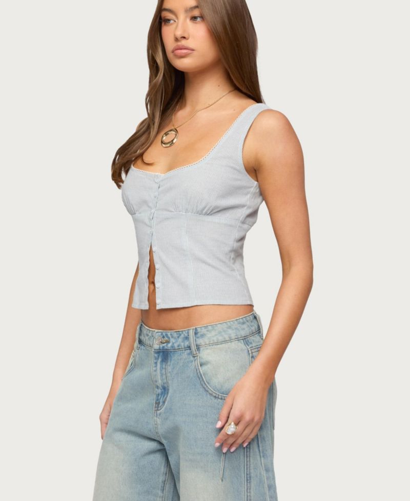 Women's Katiya Pinstripe Button Up Top
