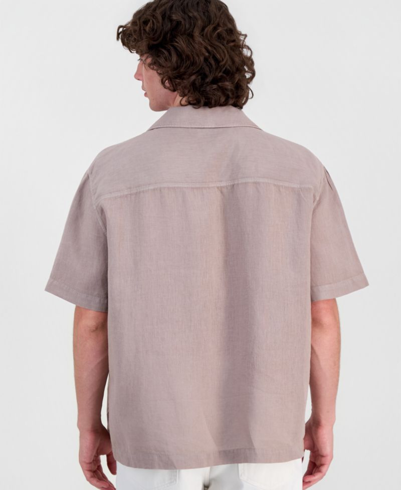 HUGO by Men's Exolino Short-Sleeve Linen Shirt