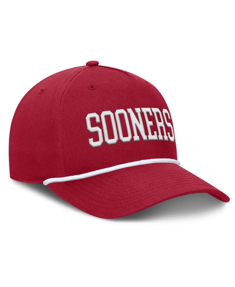Men's Crimson Oklahoma Sooners Foul Ball Rope Adjustable Hat