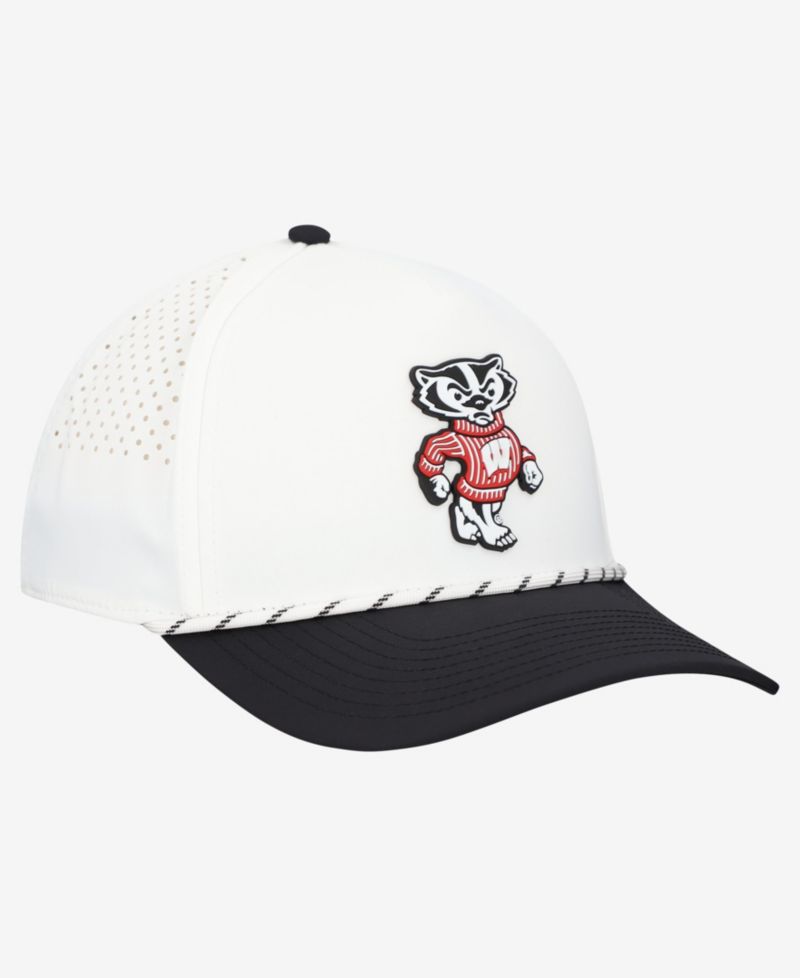 Men's White/Black Wisconsin Badgers Classic Adjustable Rope Hat