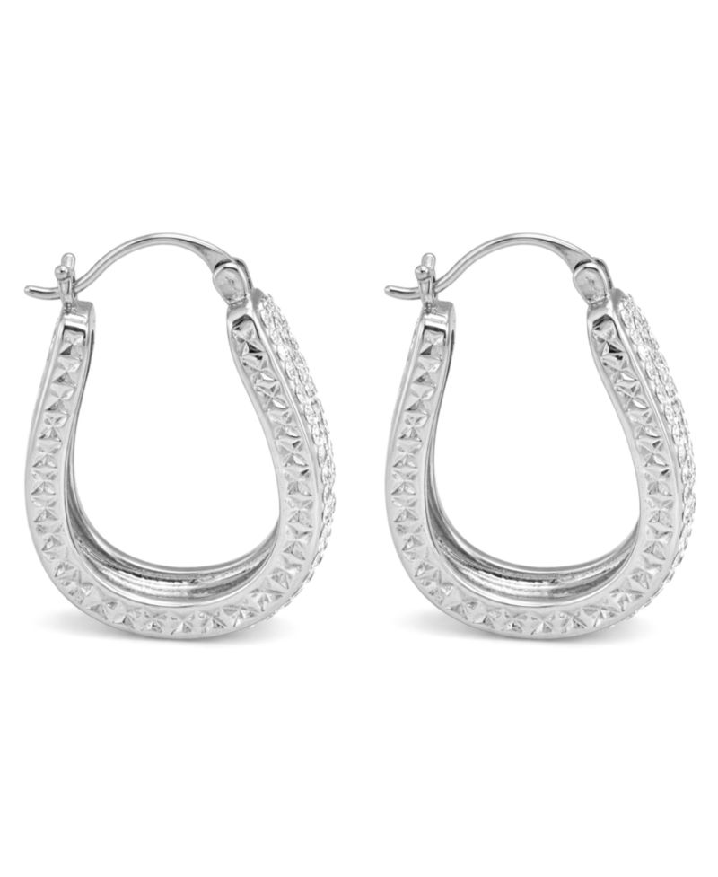 Clear Crystal Diamond Cut Hoop Earrings