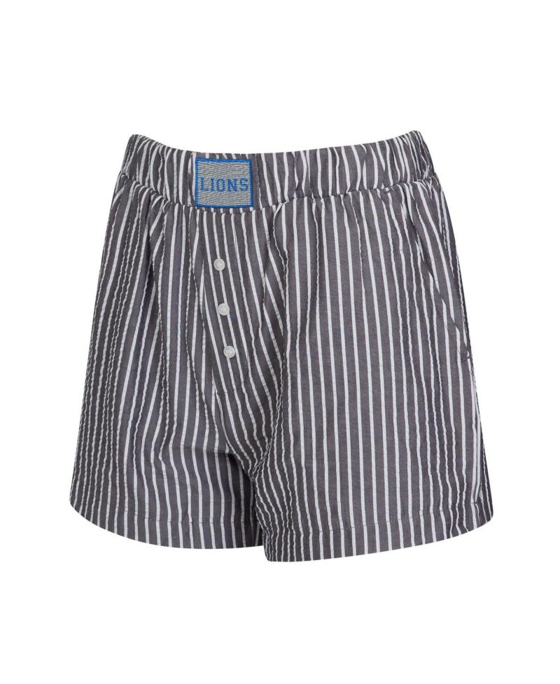 Women's 2-Pack Charcoal Detroit Lions Stripes and Solids Boxer Shorts Set