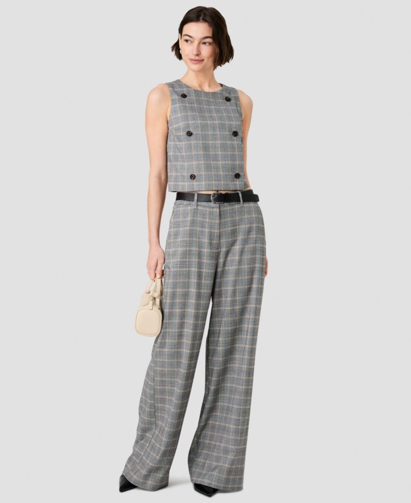 Women's Matteo Wide-Leg Plaid Trousers