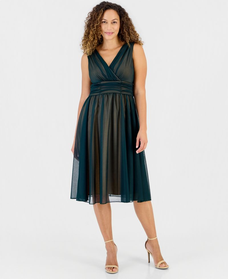 Plus Size Sleeveless Chiffon Midi Dress