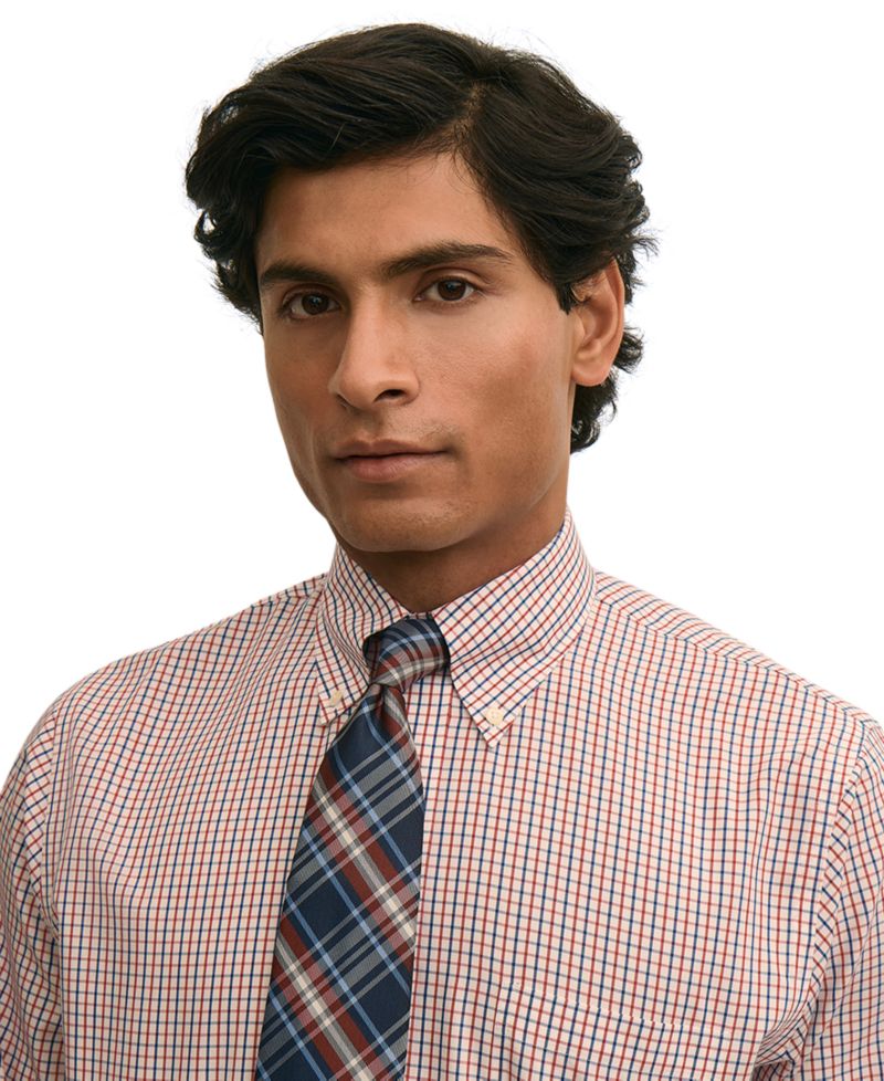 Men's Striped Polo Button-Down Dress Shirt