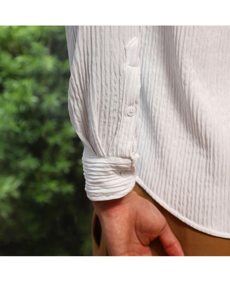 Men's Powder White Solid Creased Shirt