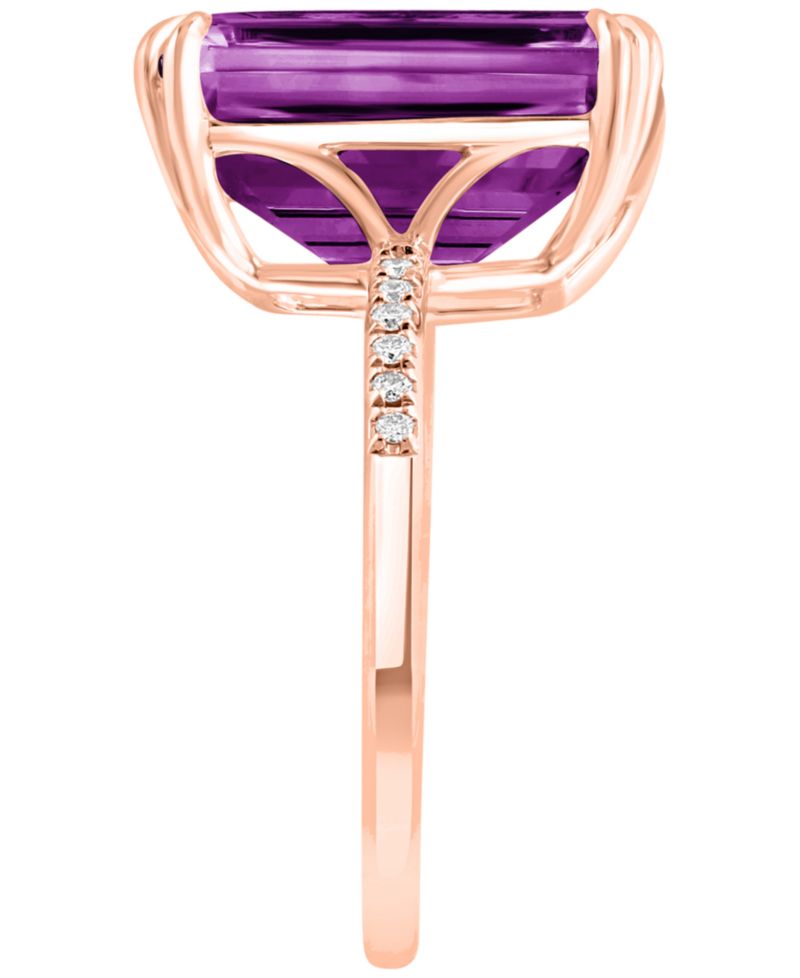 Amethyst (7-1/6 ct. t.w.) & Diamond (1/20 ct. t.w.) Ring in 14k Rose Gold (Also in Blue Topaz, Onyx, Green Amethyst, Citrine)