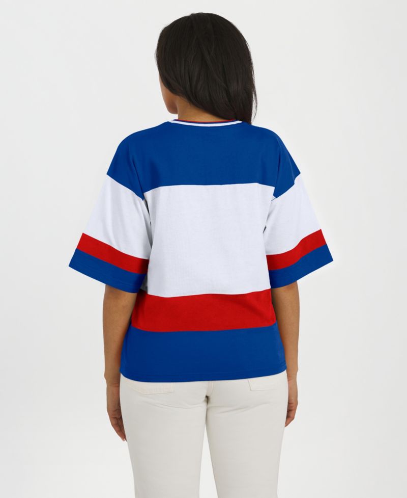 Women's Blue/White New York Rangers Jersey Style T-Shirt