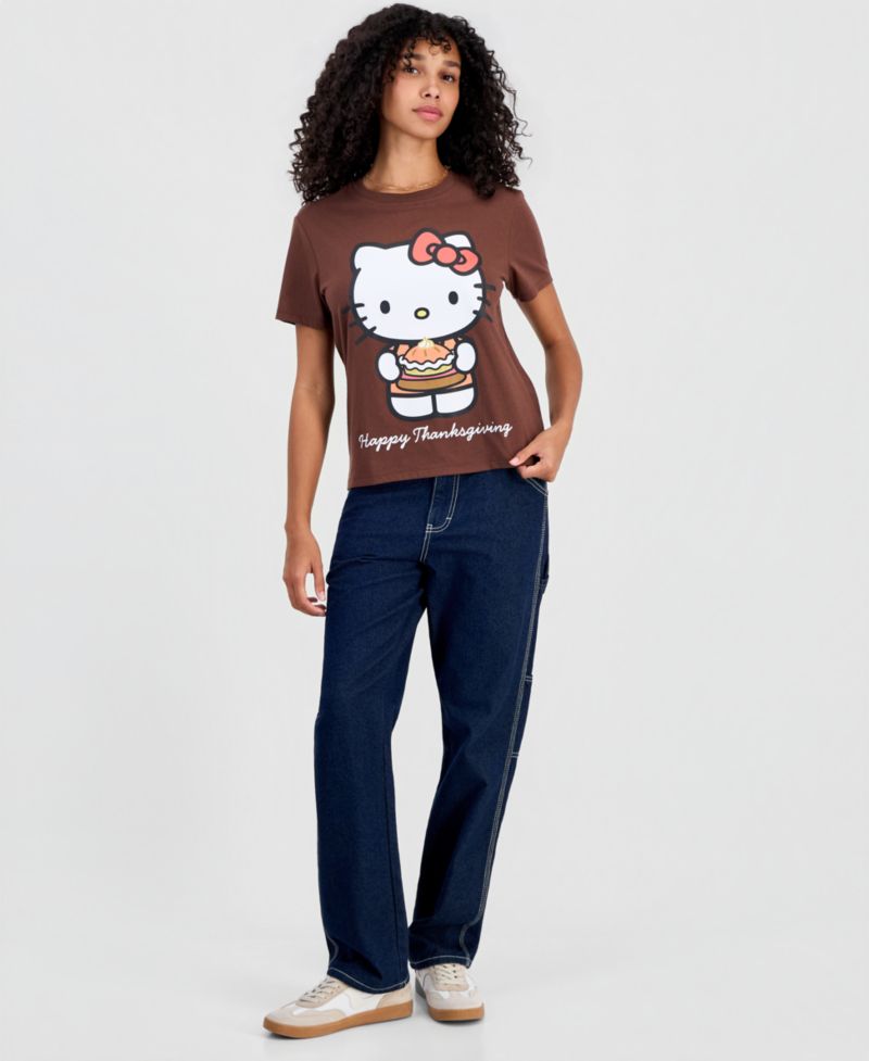 Juniors' Hello Kitty Thanksgiving Crewneck Tee