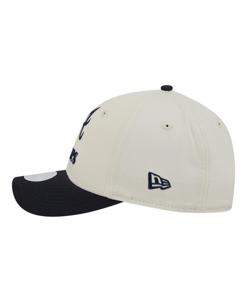 Women's Cream/Navy Atlanta Braves Primary 9FORTY M-Crown Adjustable Hat