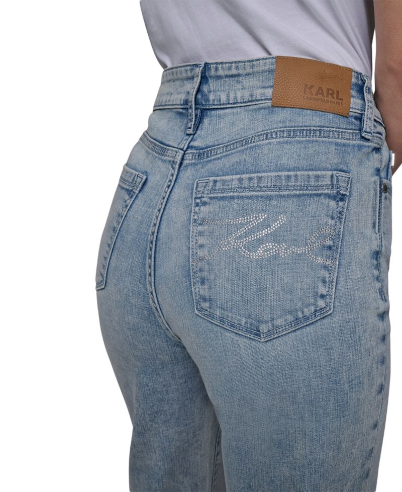 Women's High-Rise Crystal-Cuff Jeans