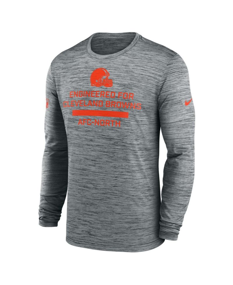 Men's Gray Cleveland Browns Sideline Velocity Performance Long Sleeve T-Shirt