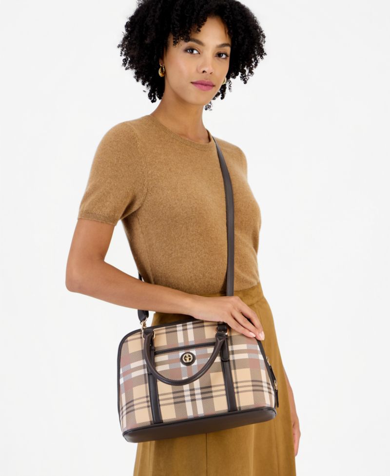 Plaid Detailed Dome Satchel