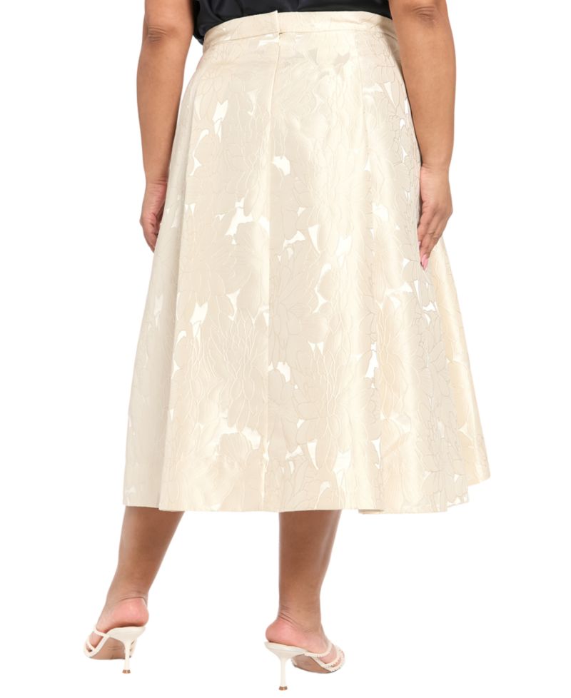 Plus Size Box Pleat Midi Skirt