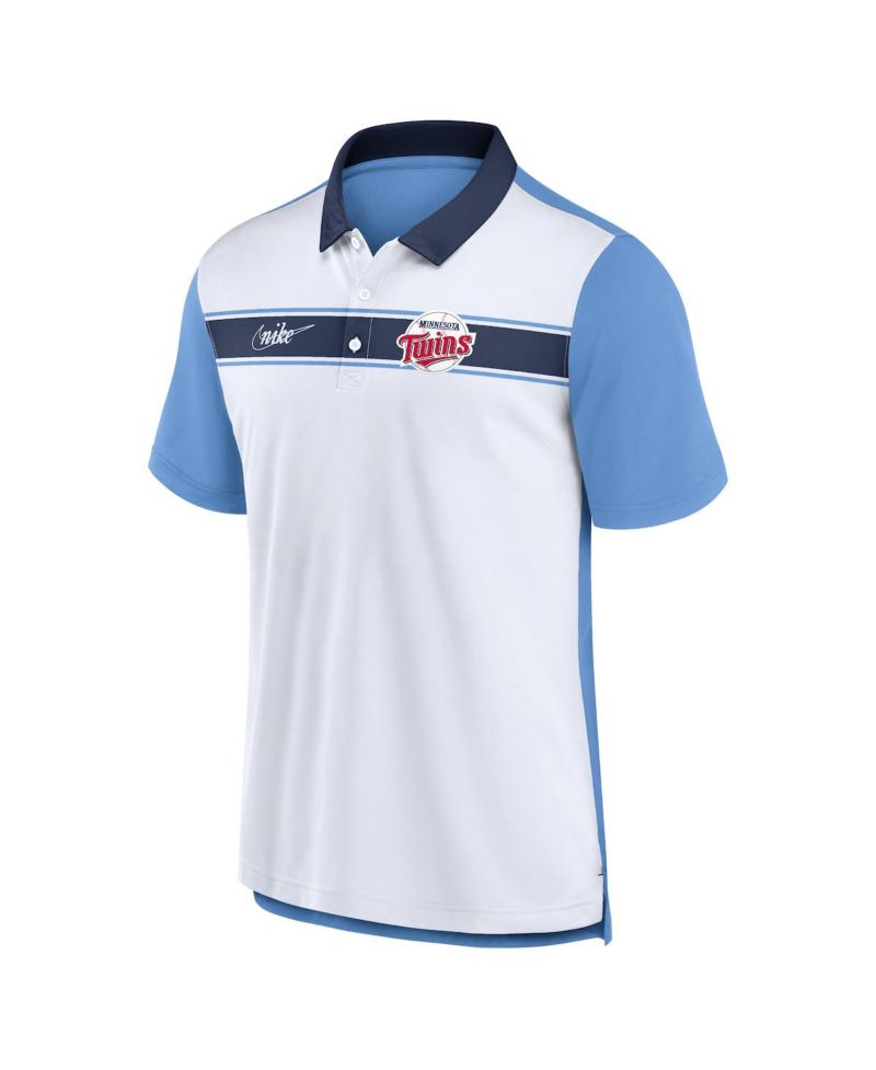 Men's White, Light Blue Minnesota Twins Rewind Stripe Polo Shirt