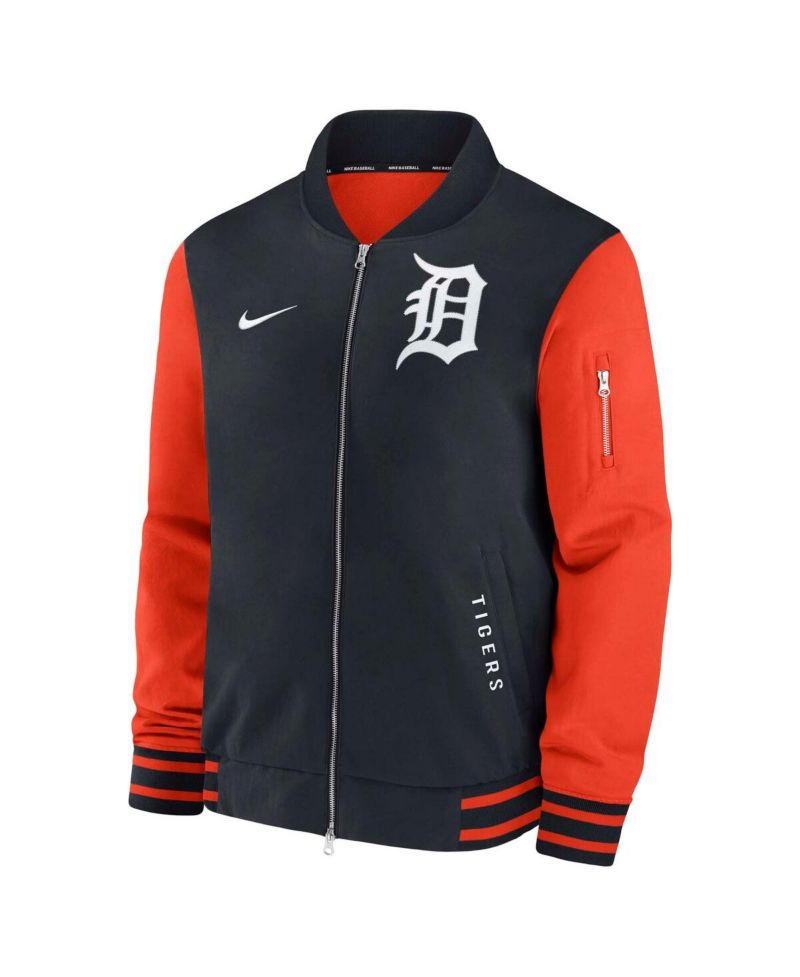Men's Navy/Orange Detroit Tigers Authentic Collection Dugout Full-Zip Bomber Jacket