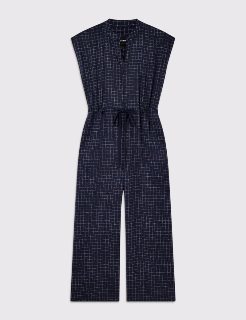 Women's Grid Print Sleeveless Jumpsuit