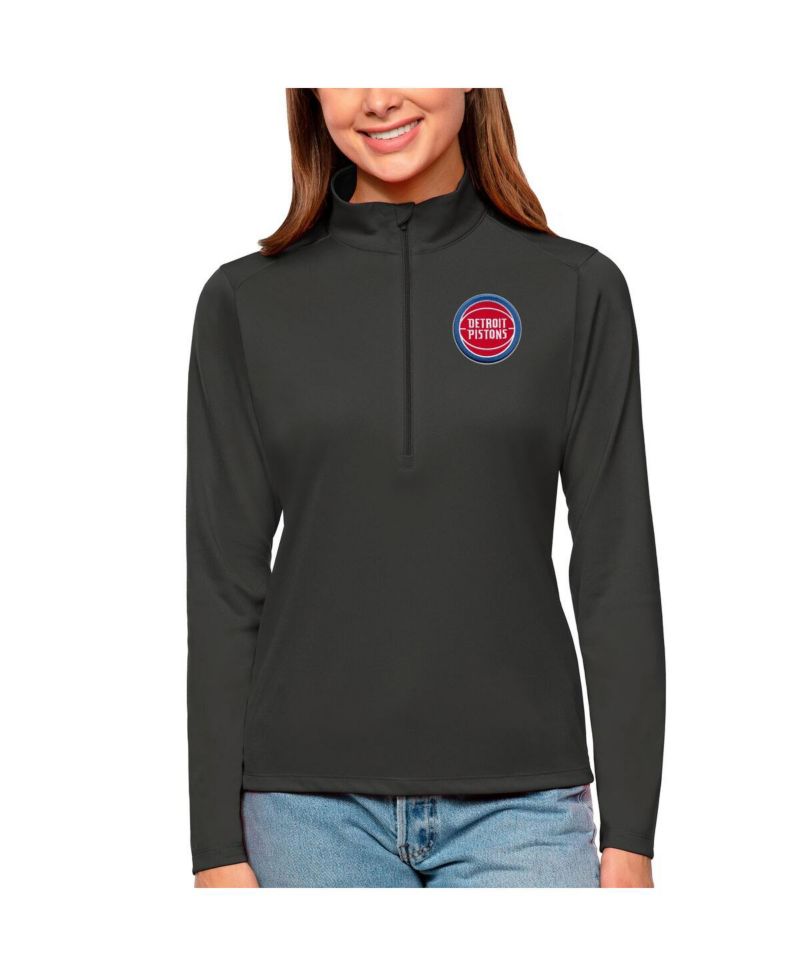 Women's Charcoal Detroit Pistons Tribute Half-Zip Top