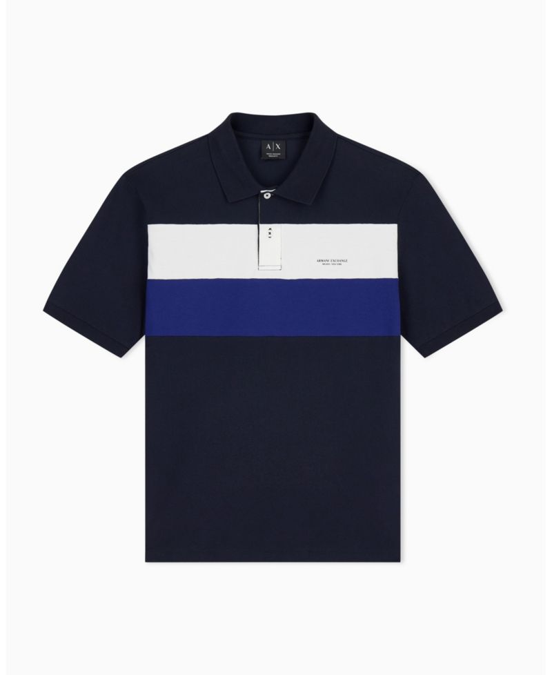 Men's Pique Color Block Polo Shirt