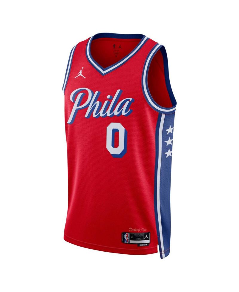 Men's Tyrese Maxey Red Philadelphia 76ers Statement Edition Swingman Jersey
