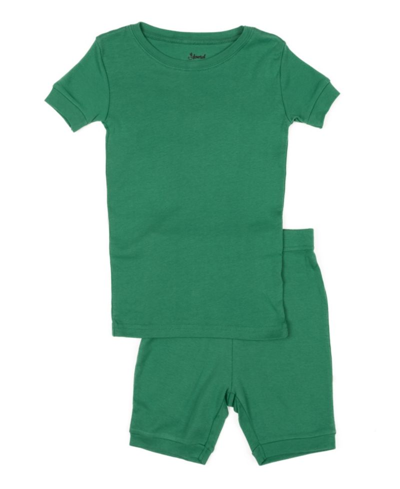 Toddler Matching Family Two Piece Cotton Short Sleeve Shirt and Shorts Solid Color Pajamas 2T-5T