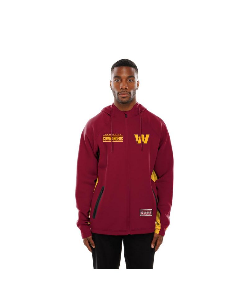 Men's Burgundy Washington Commanders Combine Authentic Raglan Scuba Full-Zip Hoodie