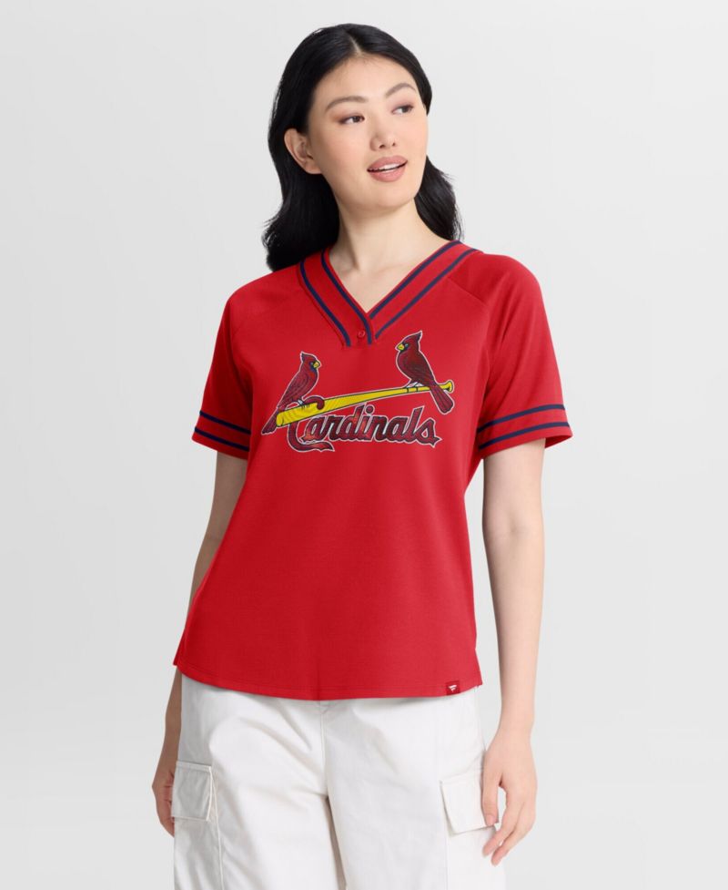 Women's Red St. Louis Cardinals Diva Race Ahead Raglan V-Neck T-Shirt