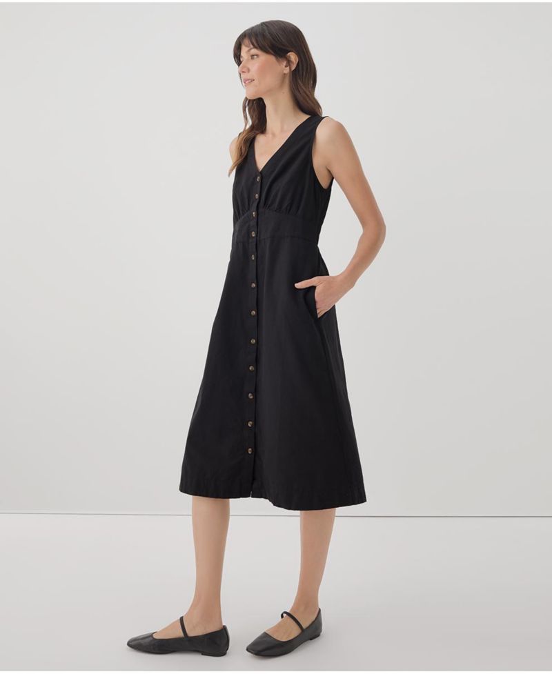 Women's Cotton Canopy Linen Blend Button-Front Dress