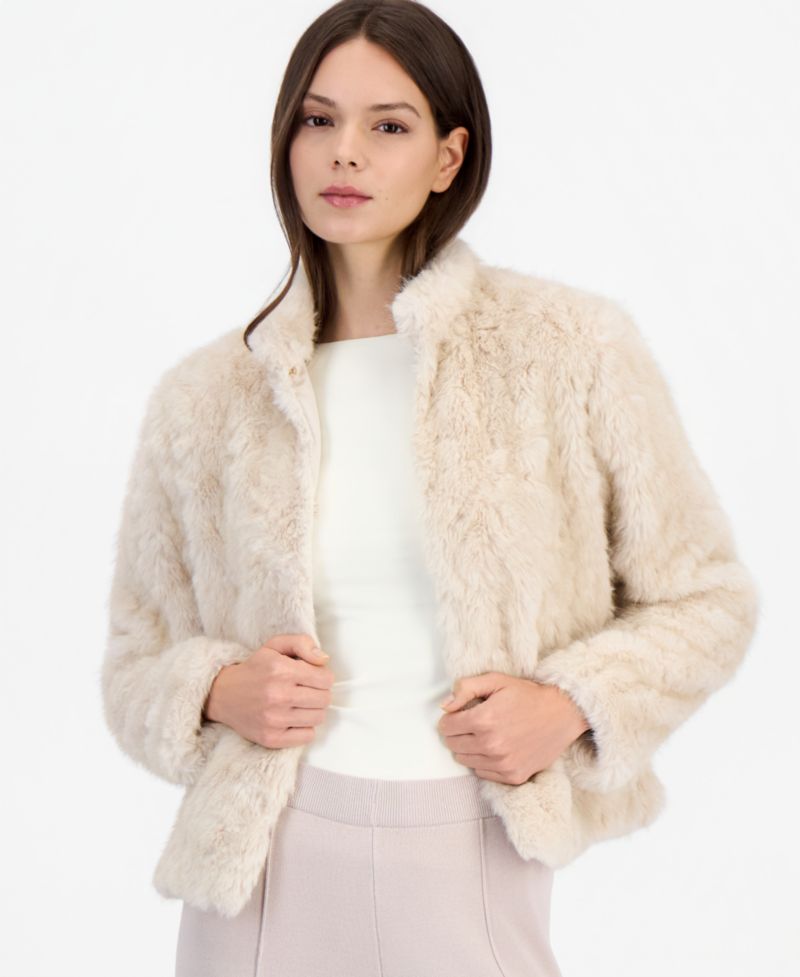 Women's Cropped Teddy Faux Fur Jacket