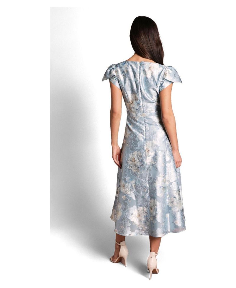 Women's Printed Belted Midi Dress