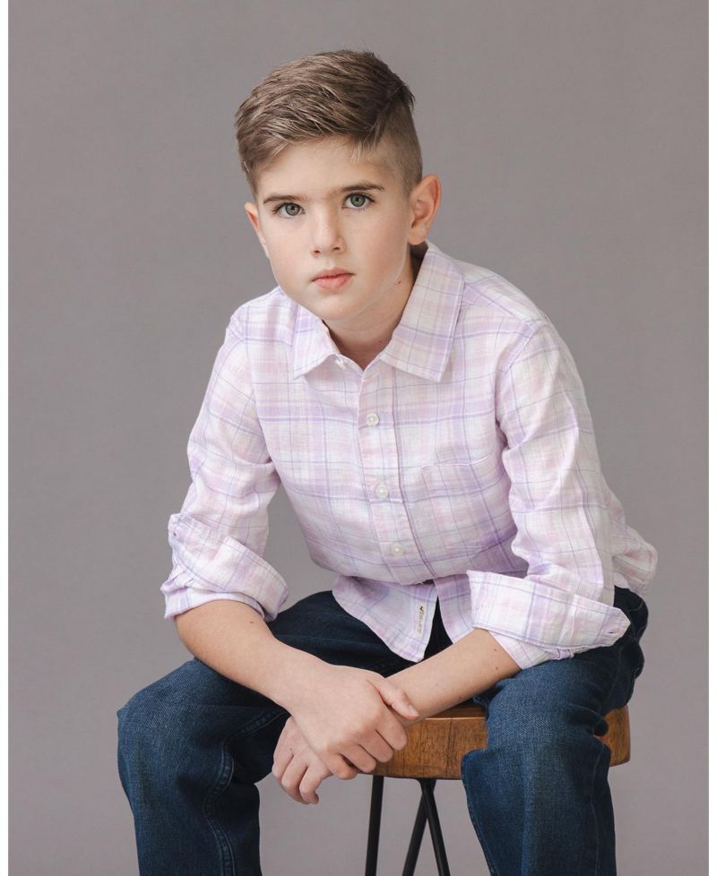 Big Boys Linen Long Sleeve Button Down Shirt