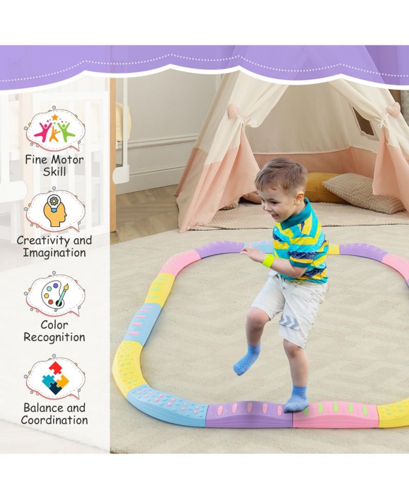 Balance Beams for Kids w/ Non-slip Textured Surface Bottom Pad Multicolor