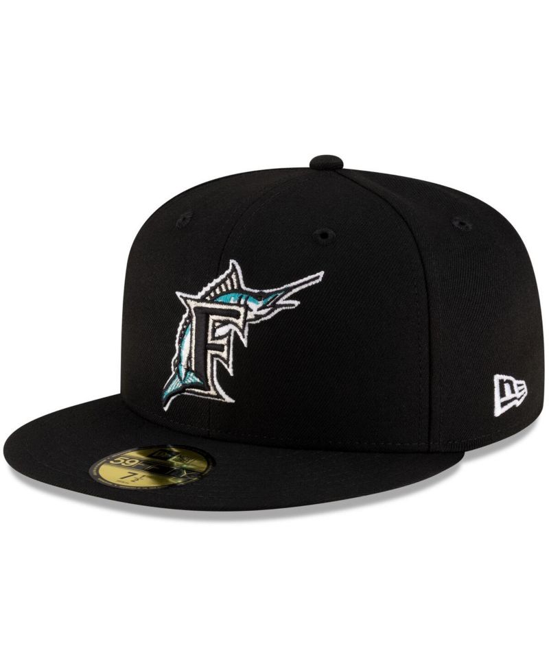 Men's Black Florida Marlins On-Field Authentic Collection 59FIFTY Fitted Hat