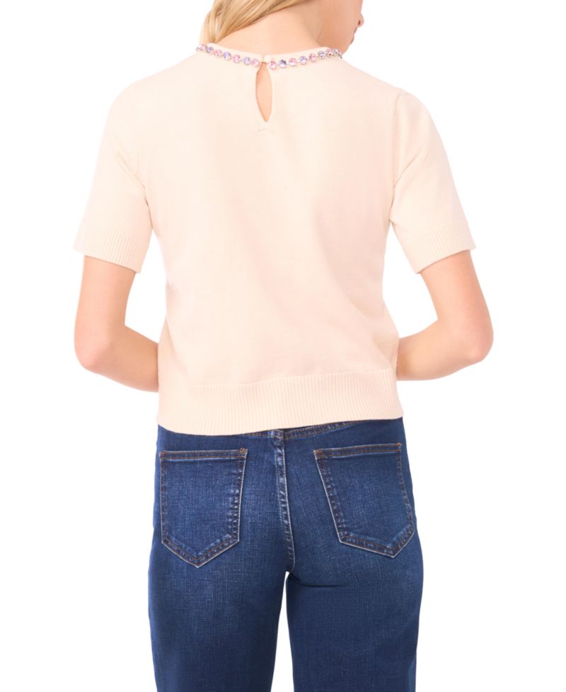 Women's Embellished Detail Crew Neck Sweater