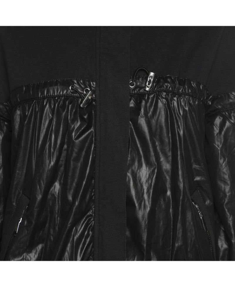 Women's Black Jersey Nylon Hoodie Jacket