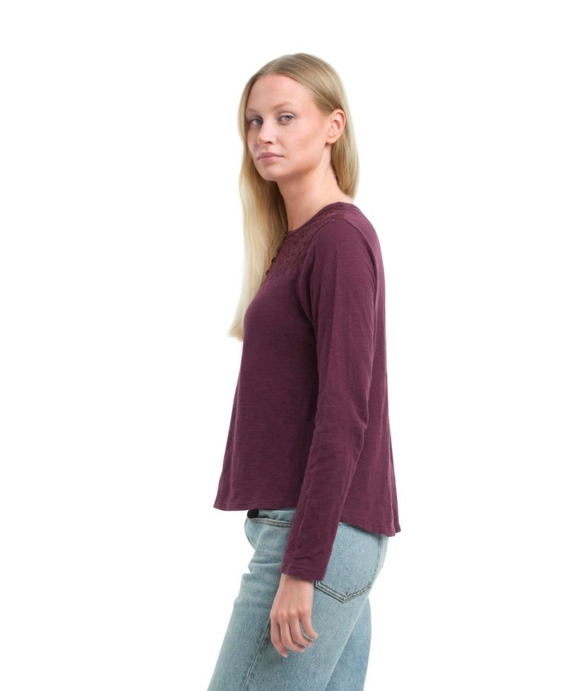 Women's Lace Yoke Henley Tee
