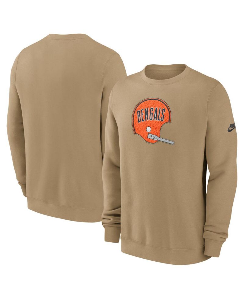 Men's Tan Cincinnati Bengals Swing Pass Rewind Club Pullover Sweatshirt