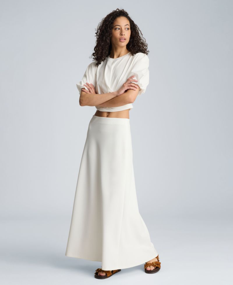 Women's Pull-On Bias Flared Maxi Skirt