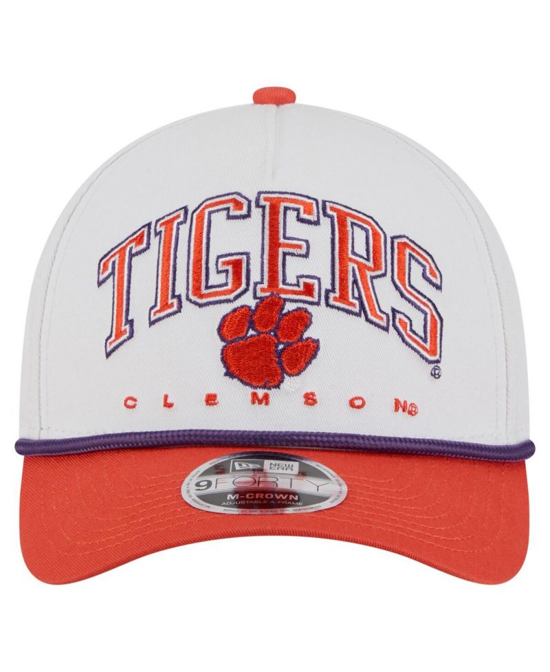 Men's White/Orange Clemson Tigers Arch Two-Tone Rope 9FORTY A-Frame M-Crown Adjustable Hat