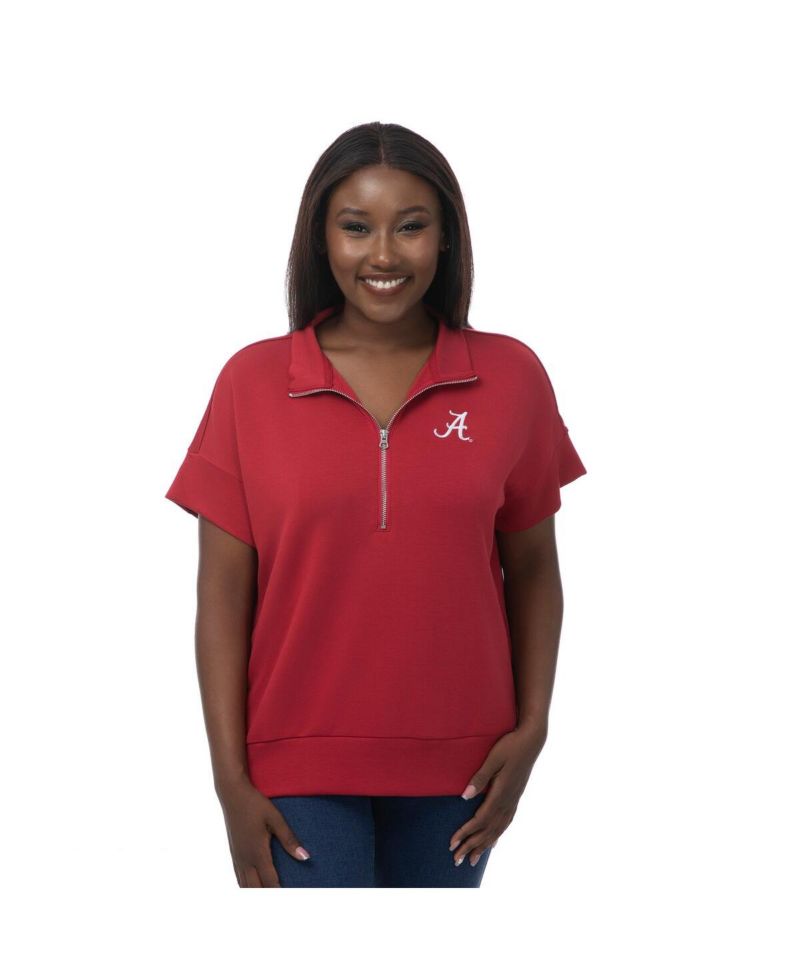 Women's Crimson Alabama Crimson Tide Tri-Blend Quarter-Zip Flowy Top