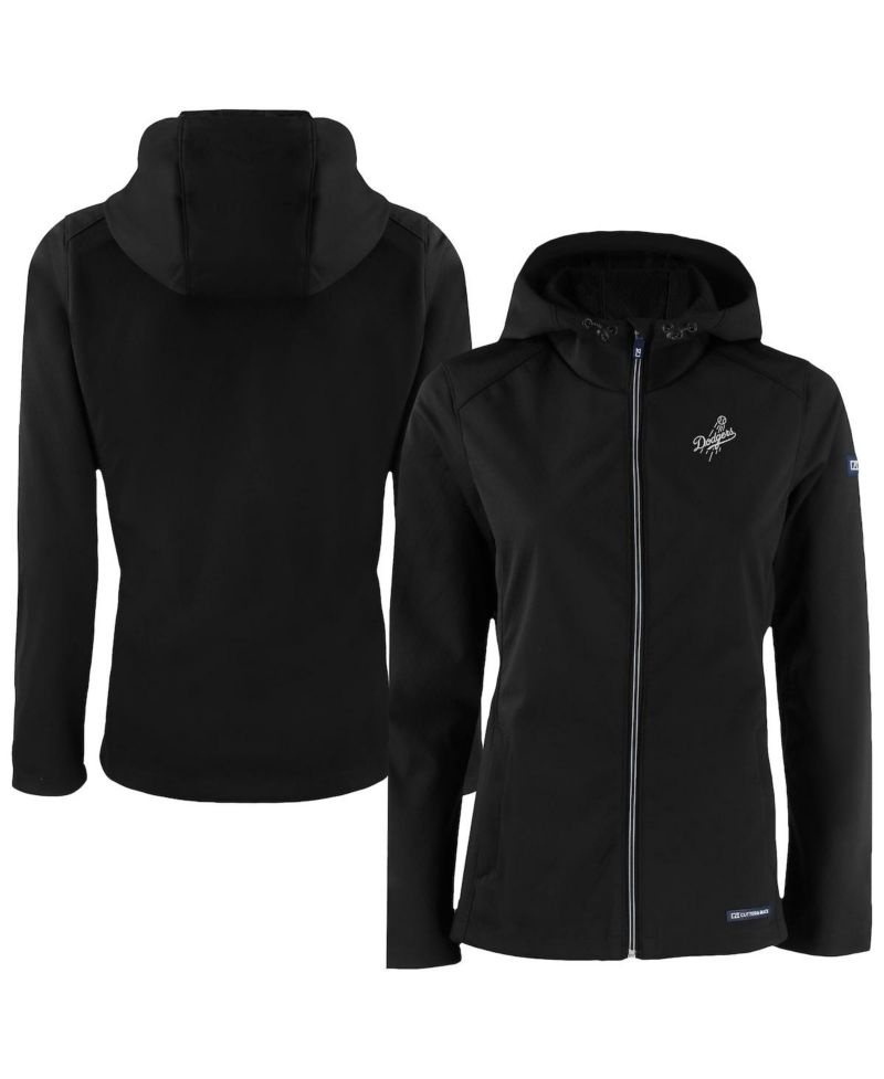 Cutter Buck Women's Black Los Angeles Dodgers Evoke Eco Softshell Full-Zip Hoodie Jacket