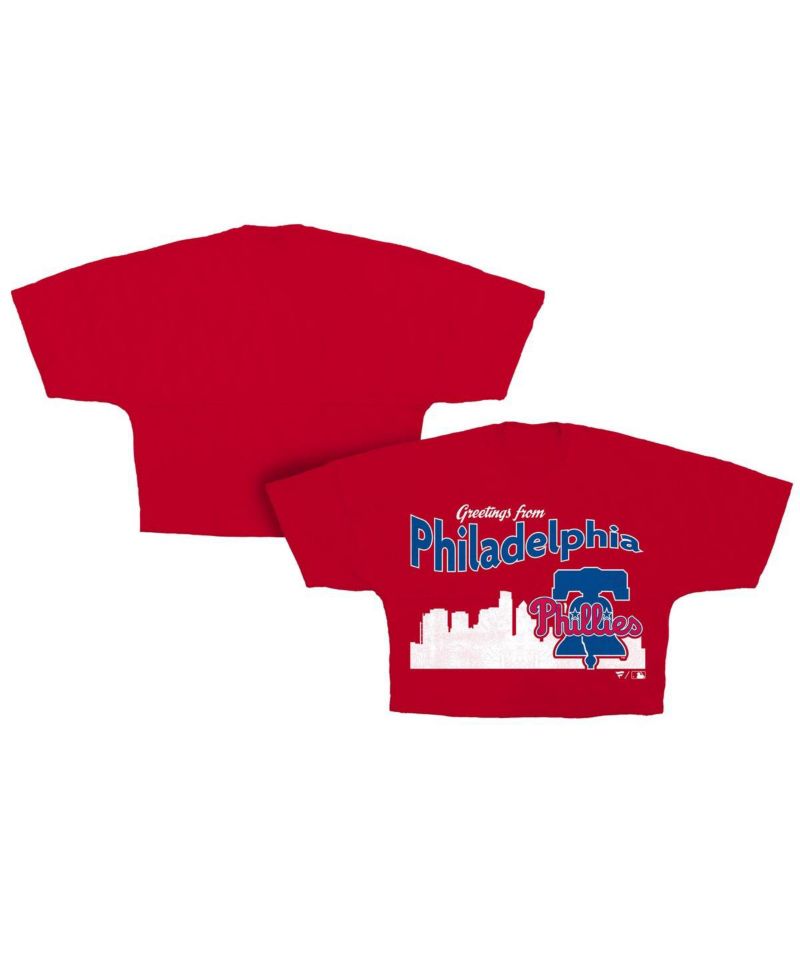 Women's Red Philadelphia Phillies Skyline Crop T-Shirt