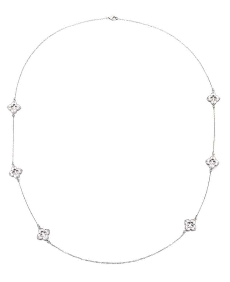 Silver 36" Clover Station Necklace